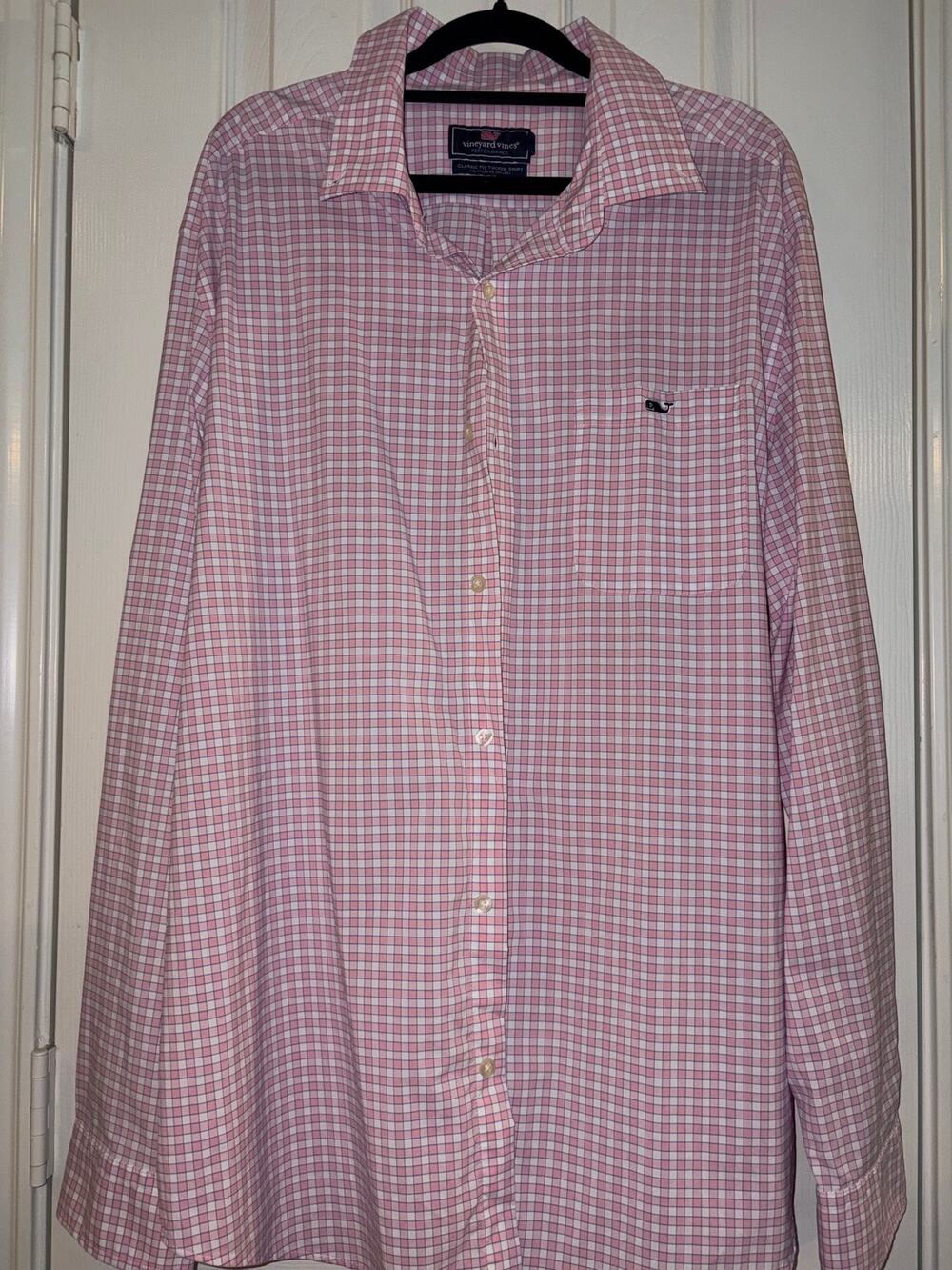 Vineyard Vines Performance Tucker Shirt Men’s XL Pink Blue Check Classic Fit